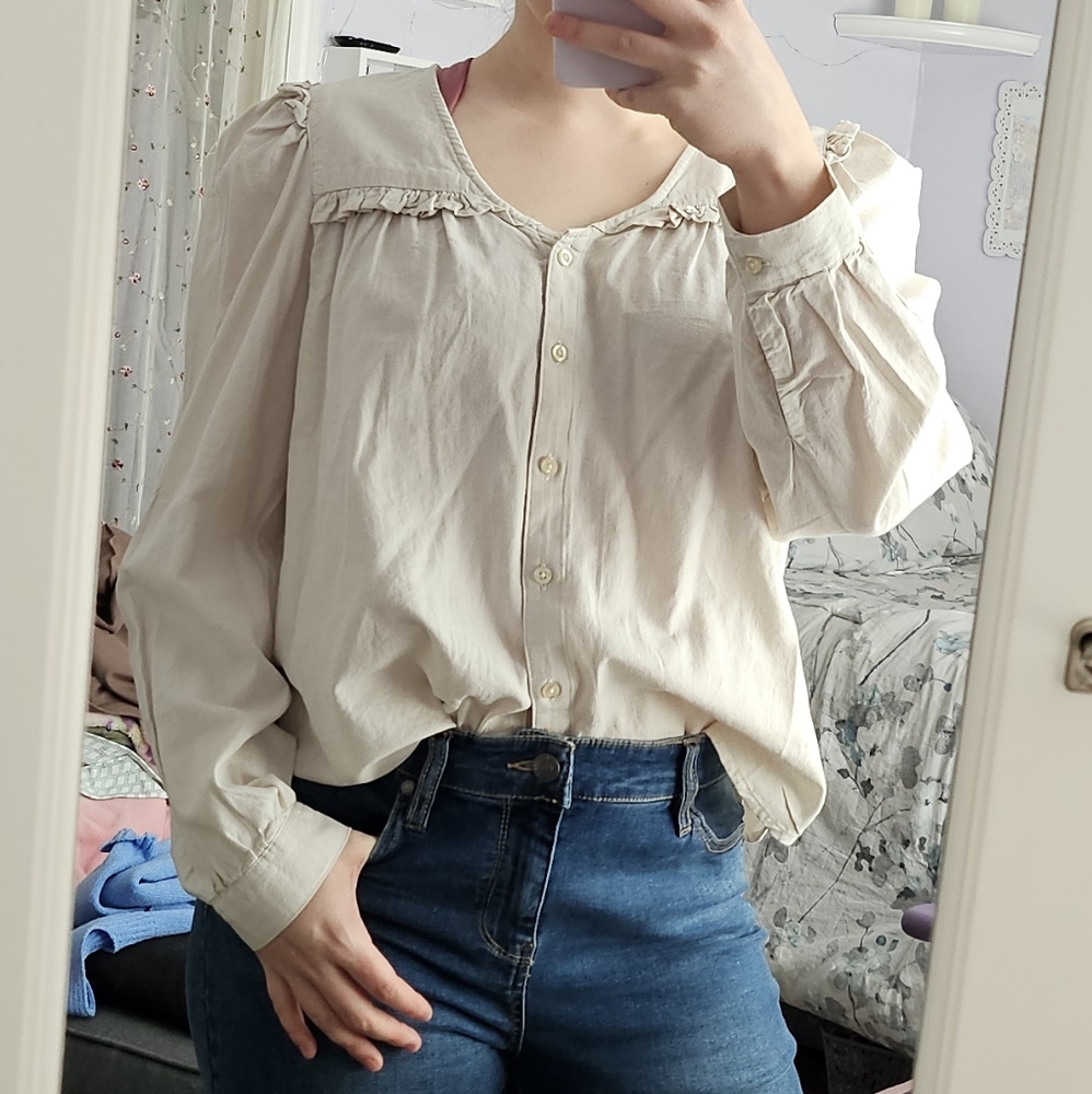 Lee Cotton Vintage Style Puff Sleeve Top